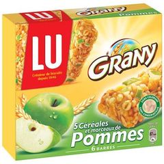Barres aux cereales et pommes verte GRANY, 6 pieces, 125g