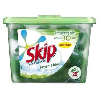 Skip, Lessive fresh clean, la boite de 20 capsules