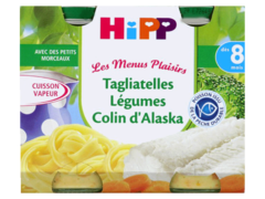 Menus plaisir tagliatelles legumes colin Hipp 380gr