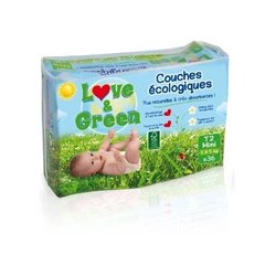 Couches ecologiques LOVE & GREEN, taille 2, 3 a 5 kg, 36 unites