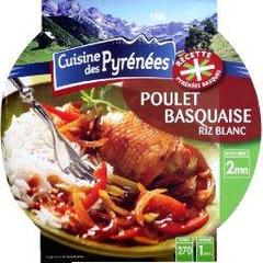 Cuisine des Pyrenees, Poulet basquaise au riz blanc, la barquette de 300g