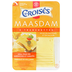 Fromage Maasdam Les Croises Tranche lait pasteurise x8 200g