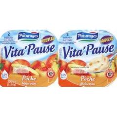 Vita'pause peche, specialites laitieres au fromage frais, sucrees, 2 x 150g, 300g
