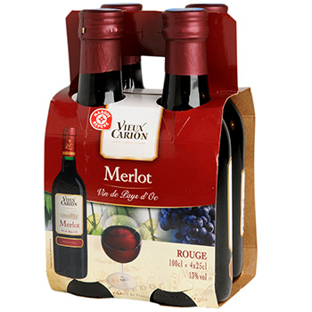 Vin de pays rouge d'Oc Merlot Vieux Carion 4x25cl