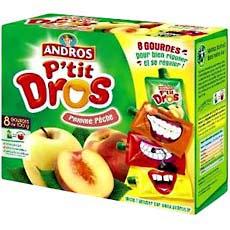 Compote pomme peche P'tit Dros ANDROS, 8 gourdes, 800g
