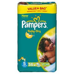 Pampers, Couches baby-dry, taille 5 : 11-25 kg, le paquet de 56