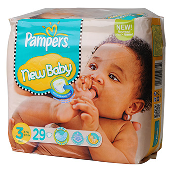 Pampers, New baby couches taille 3, 4 - 7 Kg, un paquet de 29 couches.