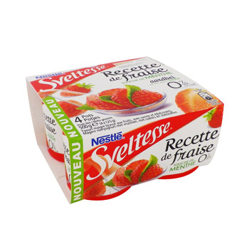 Yaourt maigre brasse sucre a la fraise et touche de menthe SVELTESSE, 4x125g