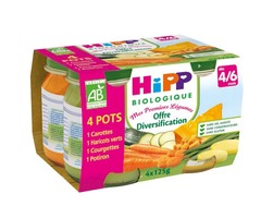 Hipp bio carottes potiron courgette haricot 4x125g des 4-6m