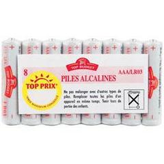 Piles alcalines AAA/LR03, les 8 piles
