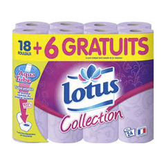 Lotus confort papier hygiénique aquatube lilas rouleaux18 + 6