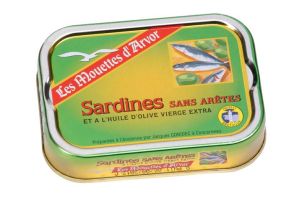 Sardines sans aretes a l'huile d'olive vierge extra Les Mouettes d'Arvor, 87g