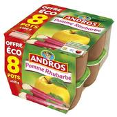 Andros pomme rhubarbe 8x100g offre éco