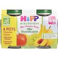 Hipp Biologique Mes Premiers Fruits 4 Saveurs dès 4/6 mois 8 x 125 g - Lot de 2 (16 pots)