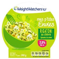 Weight Watchers, Mes P'tites Envies - Rigatoni au chevre, 8PP, la barquette de 280 g