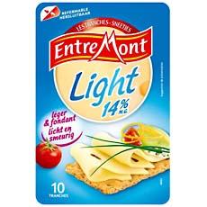 Fromage allege en tranches au lait pasteurise ENTREMONT Light, 14%MG, 150g