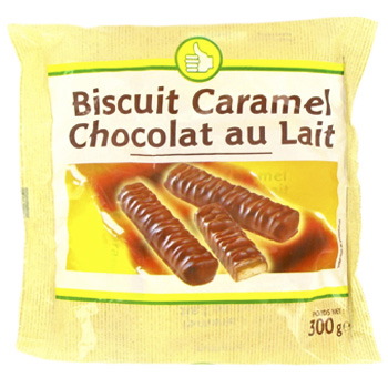 Biscuit caramel Chocolat au lait Enrobe de chocolat au lait