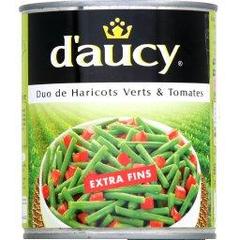 Duo de haricots verts extra fins et tomates D'AUCY, 440g