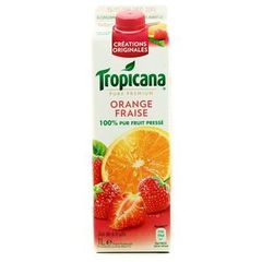 Tropicana, Pure Premium - Jus orange fraise 100% pur fruit pressé, la brique de 1 l