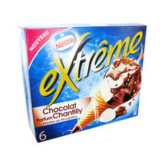Extreme - Cones glaces - 6 cones Chocolat Chantilly et pepites de Nougatine
