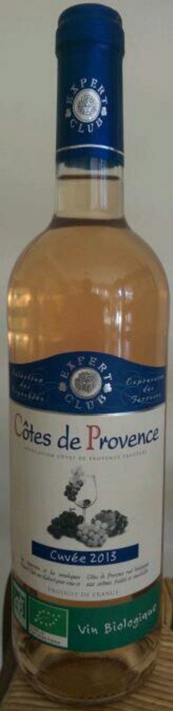 Expert club, cotes de provence vin rose bio, la bouteille de 75 cl