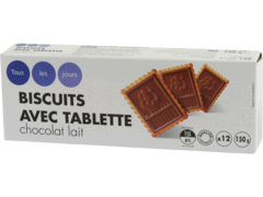 Biscuits avec tablette de chocolat au lait