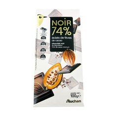Auchan Chocolat de degustation noir 74% eclats de feves 100g