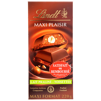 Chocolat Lindt maxi plaisir Lait noisette 220g