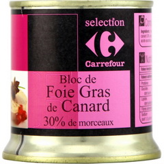 Bloc de foie gras de canard 30% de morceaux