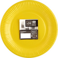 Assiettes jaunes carton 23 cm
