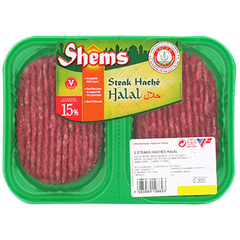 Steak hache frais halal Shems 15%mg 2x100g