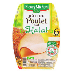 Roti de poulet Halal FLEURY MICHON, 6 tranches, 180g