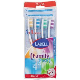 Labell, Protection Brosses a dents, dure, family pack, les 4 brosses a dents