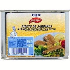 Filets de sardines a l'huile de tournesol et au citron, la boite,697g