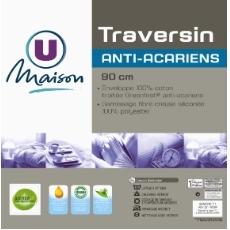 Traversin anti-acariens U MAISON, 90cm, blanc