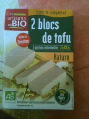 Tofu nature LES ARTISANS DU BIO, 2x125g