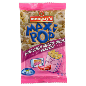 Maxi pop-corn sucre MENGUY'S, sachet micro-ondes de 90g