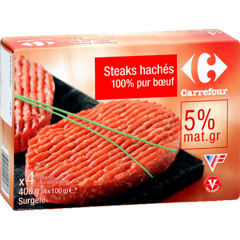 Steaks haches 100% pur boeuf 5% mat gr