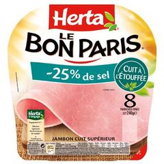 Jambon Le Bon Paris -25% de sel HERTA, 8 tranches, 240g
