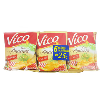 Vico chips a l'ancienne finement salees 6x25g