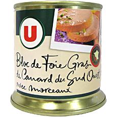 Bloc de foie gras de canard IGP du sud ouest 30% de morceaux U, boite de 200g