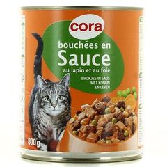 Cora bouchées en sauce pour chat lapin/foie/legumes 4/4 800gr