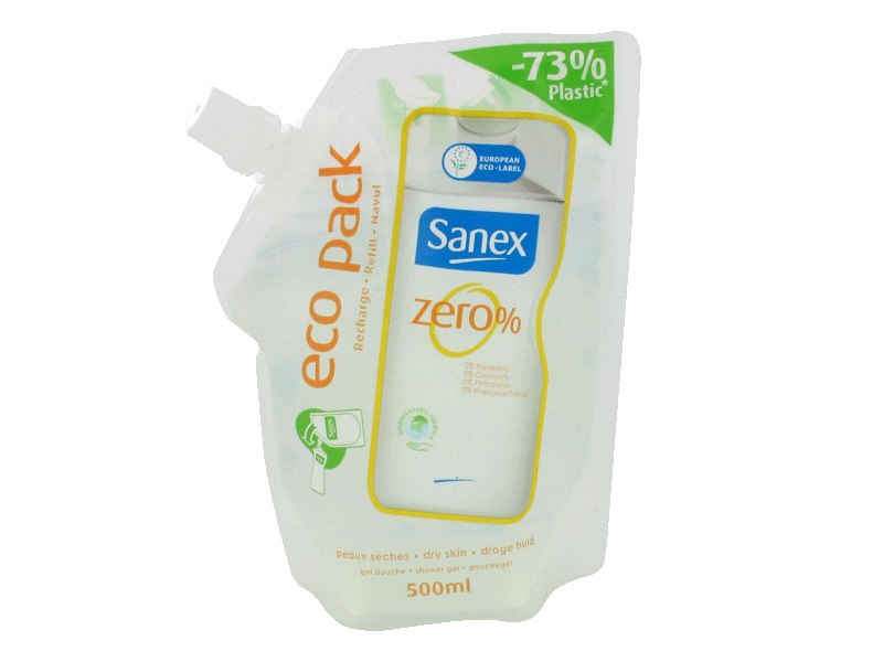 Recharge gel douche Sanex Zero% Peaux seches 500ml