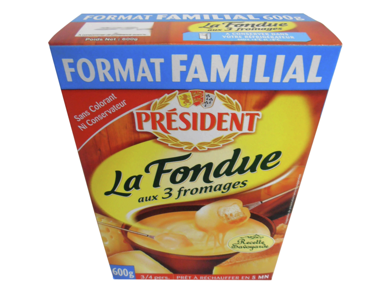 Preparation pasteurisee pour fondue aux 3 fromages PRESIDENT, 16%MG, 600g