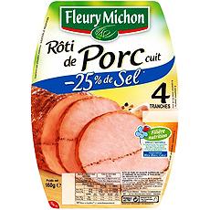 Roti de porc -25 % de sel FLEURY MICHON, 4 tranches, 160g