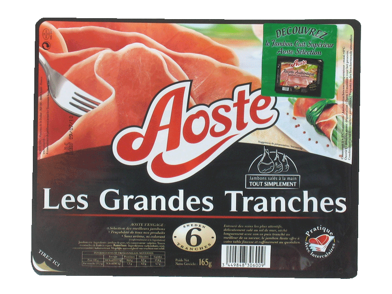 Aoste jambon grande tranche x6 - 165g