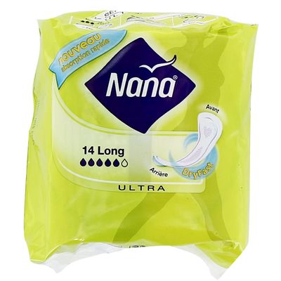 Serviettes hygieniques long Ultra Dryfast NANA, 14 unites