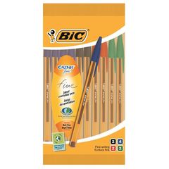 Bic, Stylo bille Cristal Fine, ecriture fine 0,8mm - 4 couleurs, les 10 stylos