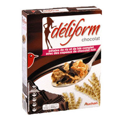 Deliform - Cereales et copeaux de chocolat noir Petales de riz et de ble complet avec des copeaux de chocolat noir.