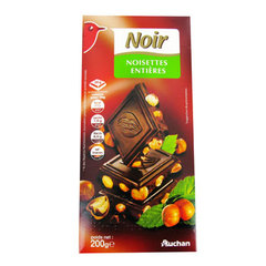 Auchan chocolat noir noisettes 200g